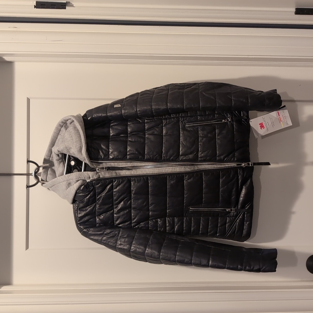 Mauritis Women's Navy Blue Leather Jacket NWT